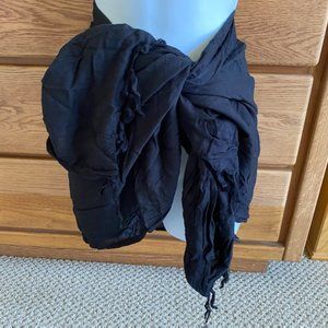 New * BLACK lightweight FRINGED Swimsuit COVER-UP Wrap PAREO * one size ~